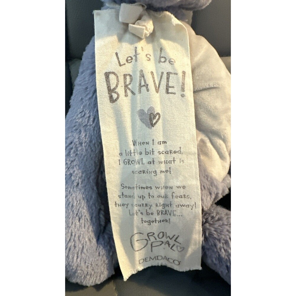 Demdaco Growl Pal Let's Be Brave Purple 16" Plush Fabric Toy Monster Polka Dot - Picture 2 of 10